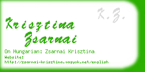 krisztina zsarnai business card